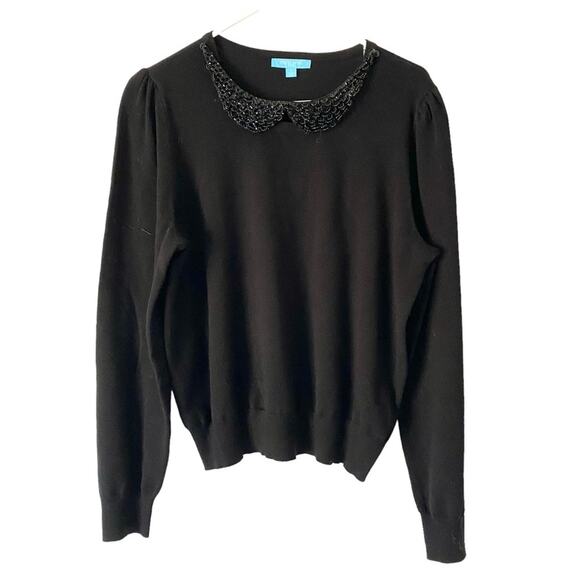 Draper James RSVP Black Crewneck Beaded
Sequin Collar Sweater size Large - Picture 4 of 10